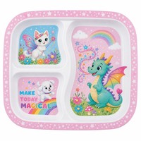 Écologique Dessin Animé Motif PP Plateau Portable Sûr Séparé En Plastique Assiette Plat Enfants À Manger De Qualité Alimentaire Vaisselle Ensemble En Gros