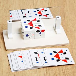 Kids Perfect Gift Mirror <b>Block</b> Puzzles <b>Building</b> Cubes Pattern Matching Wooden Match Puzzle Game - Product Image 5