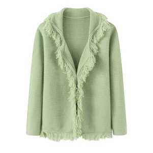 NARI lujo Otoño Invierno suelta flecos Cachemira cárdigan 100% Cachemira pura mujeres desabotonado cárdigan suéter abrigo para damas - Product Image 5