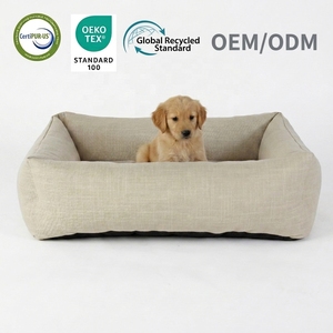 Lit pour <span class=keywords><strong>chien</strong></span> en lin orthopédique, lavable, avec housse amovible, matelas respirant, prix d'usine, neuf - Product Image 1