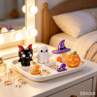 Lot de mini-statues en résine d'Halloween en gros avec différentes images : chat mignon, citrouille, fantôme – Décorations de festival
