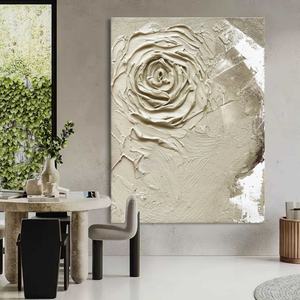 Décoration murale pour la maison, peinture sur toile texturée en 3D avec fleurs brunes, décoration murale pour la maison, peinture artisanale - Product Image 3
