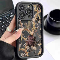 Coque de téléphone portable antichoc en TPU avec motif floral brodé et protection d'objectif en forme d'échelle pour iPhone 12 13 14 15 16 17 18 Pro Max