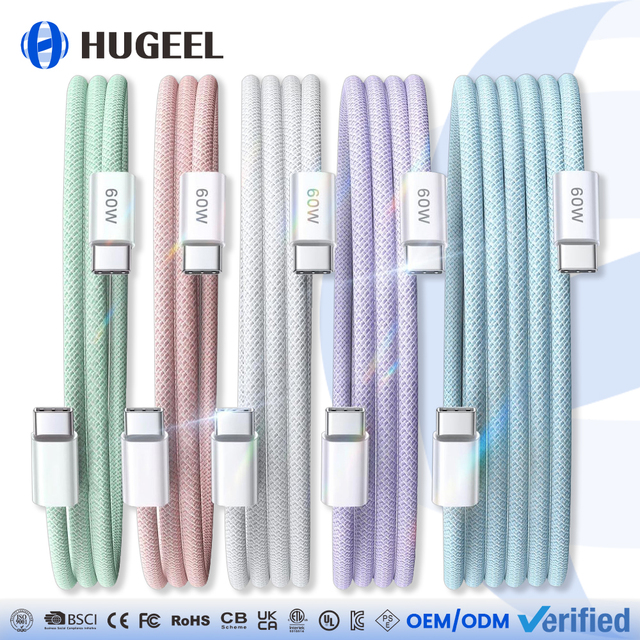 Wholesale OEM Type C Cable 240W Fast Charging USB C Cable Custom 1m 2m 3m 10ft Nylon Braid Phone Table Laptop Charger Cable Kit