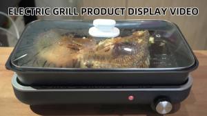 Gril électrique sans fumée 1500W avec gril/poêle antiadhésif 2-en-1, gril coréen portable, couvercle en verre, plat simple, noir - Product Image 4