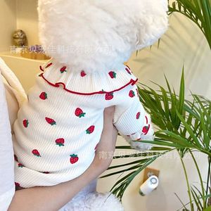 Ropa de verano de encaje fino con estampado de fresas para mascotas: Teddy, panda, gato, Schnauzer, Poodle, perros pequeños - Product Image 2