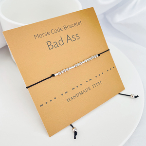 สร้อยข้อมือสแตนเลสสตีลแบบกำหนดเอง ลูกปัดรหัสมอร์ส ฉันรักคุณ เพื่อนซี้ สำหรับคู่รัก เครื่องประดับ - Product Image 6