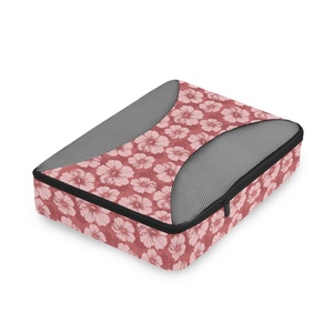 Ensemble de 4 organisateurs de bagages de voyage imperméables personnalisables avec motif de fleurs d'hibiscus hawaïennes, cubes de compression pour valises - Product Image 3