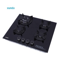 Cuisinière à gaz encastrable Xunda Factory OEM/ODM avec 4 brûleurs, plaque de cuisson en verre 60 cm pour la cuisine domestique