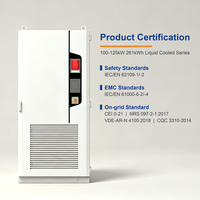 Système de stockage d'énergie tout-en-un refroidi par liquide 125 kW 261 kWh pour C&I, onduleur solaire hybride triphasé, batterie LiFePO4, IP54