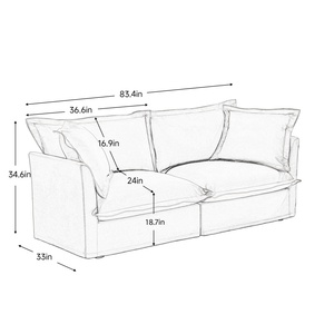 <span class=keywords><strong>Canapé</strong></span> décontracté 2 places rembourré de style nordique minimaliste rétro <span class=keywords><strong>pour</strong></span> salon - Product Image 3