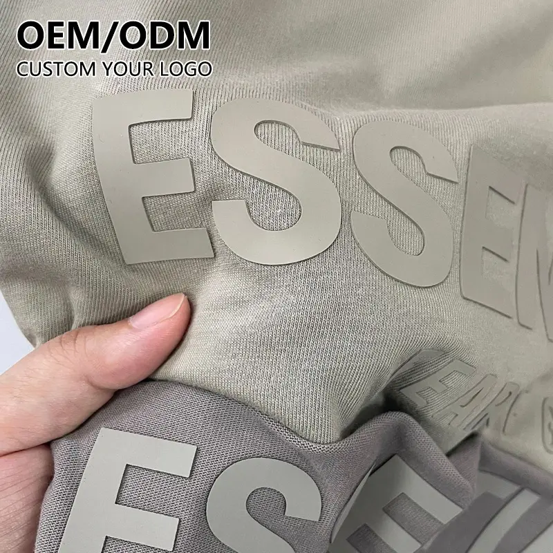 OEM High quality cotton Heat Transfers 3D Silicone Rubber Pvc tshirt custom printing stereoscopic logo men's plus size t-shirts