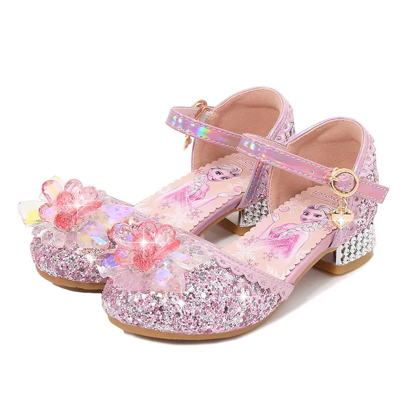 Children's princess shoes children girls high heels baby sandals middle and older kids little girls crystal shoes non-slip shoes