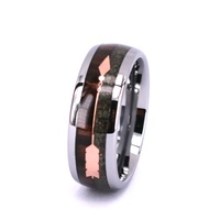 New Man Ring Design Holz und Roségold Pfeil Inlay Curshed Meteorite Ring