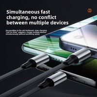 Kabel Data Pengisian Cepat 3in1 Tipe-C yang Dapat Ditarik dengan Selubung PVC dan Konduktor Tembaga Murni untuk Ponsel (Android 100W)