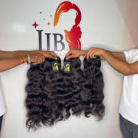 Bundel rambut manusia kuil India mentah, bundel jalinan rambut mentah Virgin kutikula cerpelai keriting Bodywave