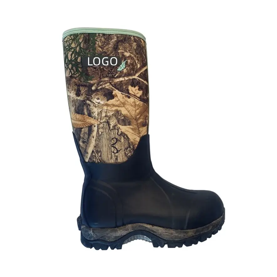 Camo Neoprene Rubber Muck Boots Mens Wellington Knee-High Hunting Rubber Boots