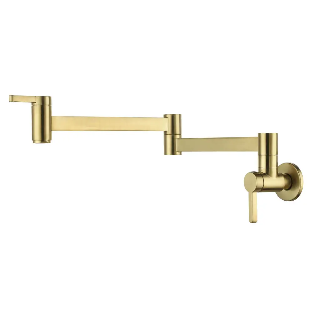 High Quality Modern Luxury 2 Handles Stretchable Foldable Wall Mounted Pot Filler Folding Brass Kitchen Faucet Tap