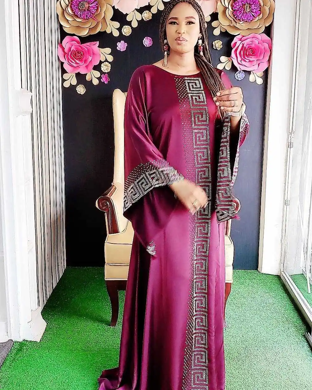 Kuwii — longue robe en soie pour femmes, vêtement musulman, grande taille, kaftan, style islamique, 8005