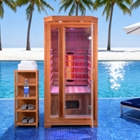 Petite taille, sauna infrarouge intérieur pour une personne, bois de pruche et de cèdre rouge de luxe, avec panneau de commande 220V