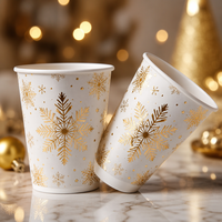 Gobelet à café en papier jetable personnalisé avec logo Jo Sun, respectueux de l'environnement, pour fête de Noël, 8OZ 24OZ