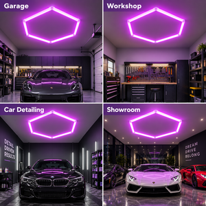 Éclairage de garage LED hexagonal IP66, éclairage de plafond modulaire en nid d'abeille, lumière du jour 6000K, faisceau à 360 degrés pour garage, atelier, réparation automobile - Product Image 4