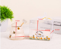 Pot à Miel en Céramique Grande Abeille Pot Mini Pot à Miel avec Support en Bois Grande Abeille Décor Ferme Cuisine Décoration