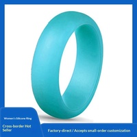 Bague en silicone turquoise 57 mm, style européen et américain, bijoux pour femmes, bagues de couple, accessoires de mariage, poudre scintillante sportive