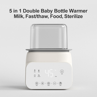 Chauffe-lait, stérilisateur et sécheur pour bébé 5-en-1 Baphiya avec veilleuse et contrôle tactile 500W en matériau PP