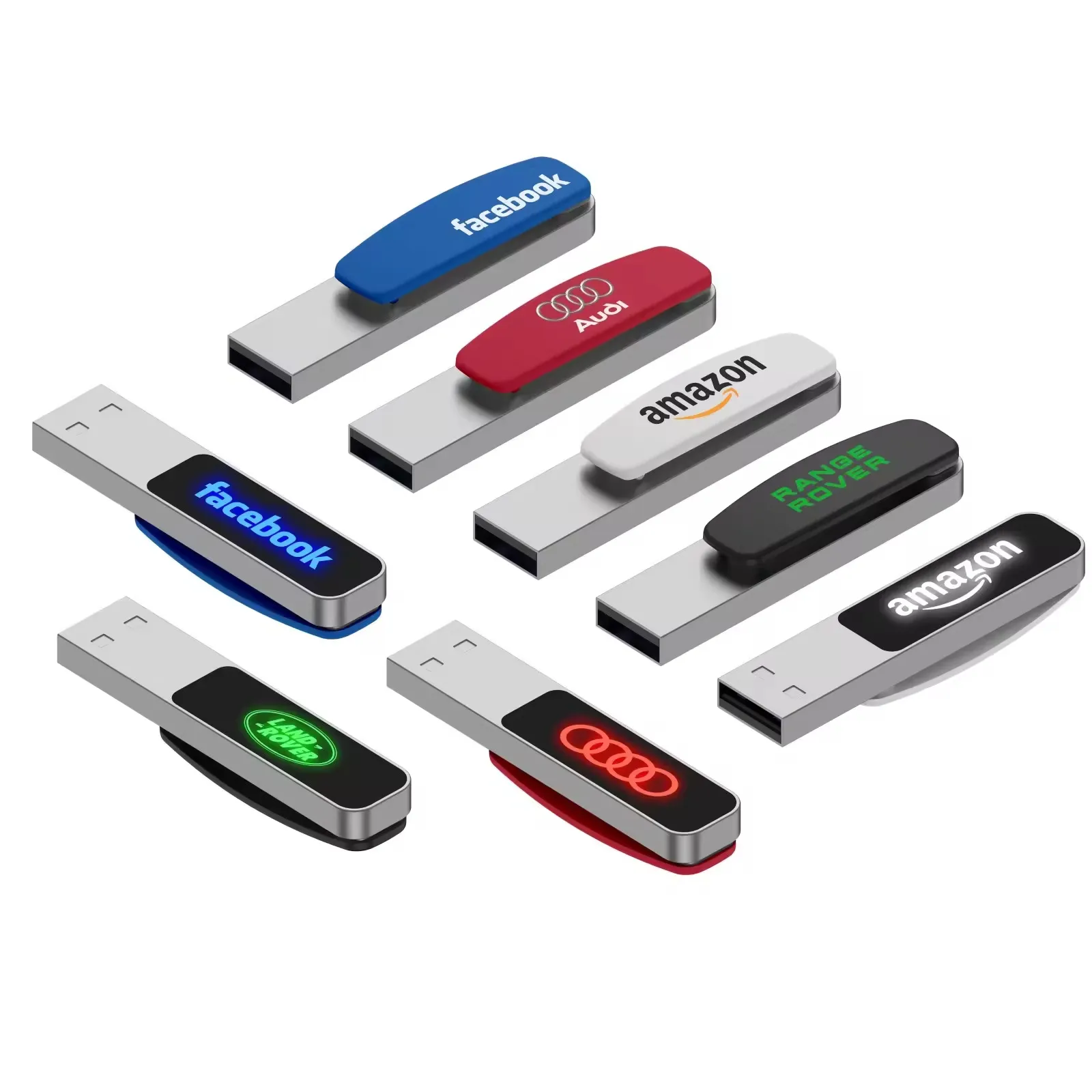 New Arrival Kim Loại Ổ Đĩa Flash USB 3.0 2.0 128GB 64GB 32GB 16GB 8GB Mini USB Memory Stick LED Kẹp Bút Ổ Đĩa Với Logo Tùy Chỉnh