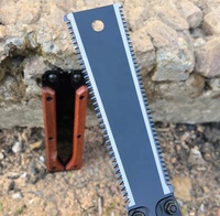 Scie papillon pliante double face avec manche en bois pour camping en plein air