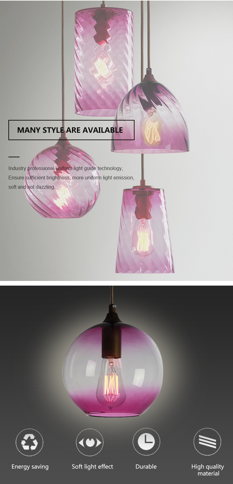 Competitive Price Decoration Home Office Hanging Lamp Red Coffee E27 Modern Chandelier Light