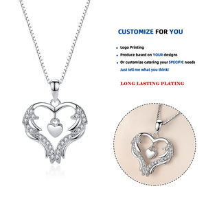 D533 925 Sterling Silver Angel's Kiss Collier Coeur Pendentif Simple Zircon Haute Qualité pour Femme Bijoux Cadeau - Product Image 1
