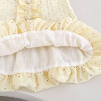 Robe sans manches coupe trapèze à pois, col Claudine, en pur coton jaune, fine, douce et confortable, robe personnalisée pour bébé fille