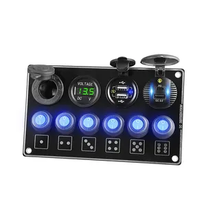 Ventas al por mayor Voltaje 6 Gang Rocker Toggle Switch Cargador de coche rápido 18W * 4 Gang Switch Panel