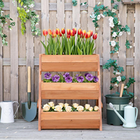 Jardinière carrée surélevée à 3 niveaux en bois, écologique, pour fleurs, légumes et herbes