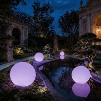 Lámpara de Jardín Esférica con Energía Solar Integrada, IP65, Alimentada por CC, con Luz Blanca RGB Ajustable para Decoración Exterior