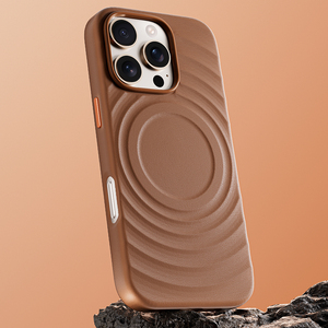 Funda Magnética de Cuero con Diseño Ondulado V-L05 para iPhone 14 15 16 17 Pro Max, Funda Protectora de Cuero para Móvil, Estilo Ejecutivo - Product Image 1