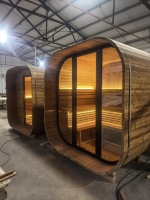 Sauna de Vapor Tradicional para Jardín de Alta Calidad, Sauna de Cedro Rojo Empalmado con Estufa de Leña/Eléctrica