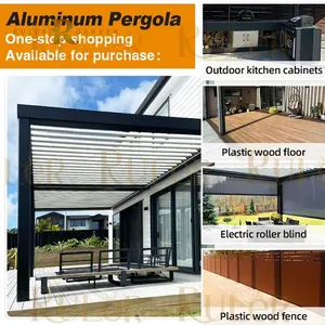 3x3 6x4 4x4 pasang dinding modern bioclimate berkala teras tahan air dapat ditarik bermotor luver pergola aluminium luar ruangan