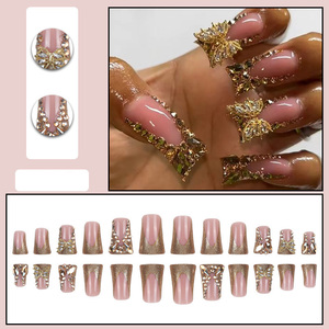 Chất lượng cao 24pcs Acrylic ABS Ballerina Shape Press-on nửa móng tay nhân tạo Salon thiết kế Duckbill bướm bướm bướm tính năng - Product Image 5