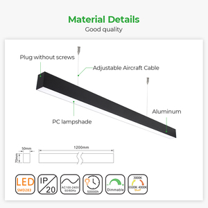 CGT Stock 1.2m 40W 3CCT selecionável moderno pingente iluminação suspensa superfície montada lâmpada escritório interior Led Linear luz - Product Image 5