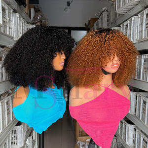 Perruque en <span class=keywords><strong>cheveux</strong></span> humains vierges vietnamiens bruts doublement étirés, bouclés, faits à la main, densité totale SDD, avec <span class=keywords><strong>frange</strong></span> - Product Image 5