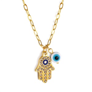 Wholesale Charms Jewelry 18k Gold Plated Stainless Steel Demon Eye Pendant <b>Necklaces</b> Women - Product Image 6
