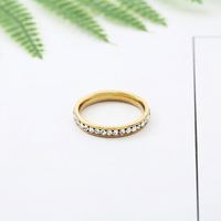 Nouveau 18k Or Cristal Zircon Cercle Anneau Doigt Bijoux Géométrique En Acier Inoxydable Anneau pour Femmes Accessoires