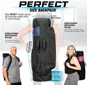 Sac de transport pour tapis de yoga personnalisé pour femmes et hommes, sangle réglable, polyester, résistant à l'eau, poches, porte-tapis, blocs, accessoires de sport - Product Image 5