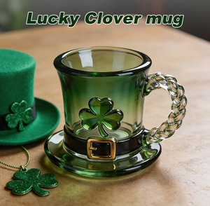 Chope en verre pour la Saint-Patrick avec motif de lutin, chope à bière en verre dégradé vert avec trèfle et poignée à nœud celtique, festival irlandais - Product Image 5