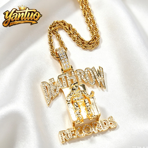 Colgante Estilo Hip Hop Punk Death Row, Chapado en Oro, Micro Pavé, Estilo Pareja, Joyería Fina Europea Personalizada - Product Image 4