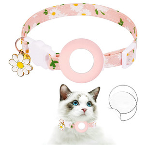 Precio al por mayor Airtag Case Floral Pet <span class=keywords><strong>Collar</strong></span> con campana Anti-Pérdida Tracker Dog <span class=keywords><strong>Cat</strong></span> Locator Holder diseñador <span class=keywords><strong>Cat</strong></span> Collares para gatos - Product Image 3