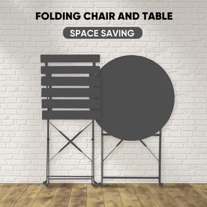 3-Piece Modern <b>Folding</b> Metal Outdoor <b>Dining</b> Set with Weather Resistant Finish Durable Frame & Space-Saving Design for Patio - Product Image 3